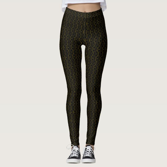 Elegante Schwarz-Gold-Leggings Leggings (Vorderseite)