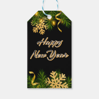 Elegante Schwarz & Gold Neujahr-Geschenkanhänger Geschenkanhänger