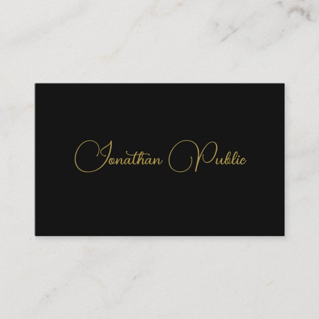 Elegante Schwarz-Gold-Template-Kalligraphie Visitenkarte (Vorderseite)
