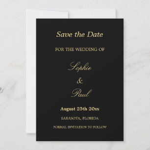 Elegante Schwarz Golden Beige Hochzeit Sichern Sie Save The Date