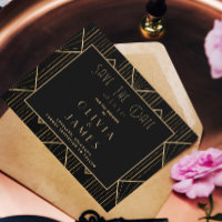Elegante schwarz-goldene Art Deco Great Gatsby Hoc