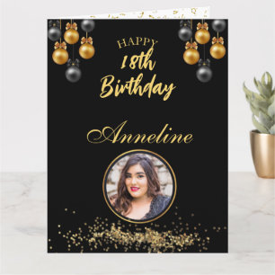 Elegante, schwarz-goldene Foto-geklappte Grußkarte Karte