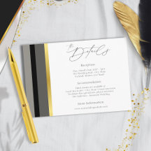 Elegante Schwarz Grau Gold Streifen Hochzeitsdetai