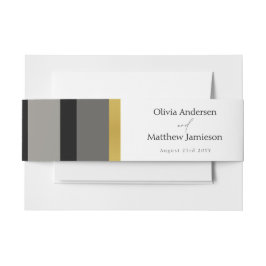 Elegante Schwarz-Grau-Streifen Typografie Hochzeit Einladungsbanderole