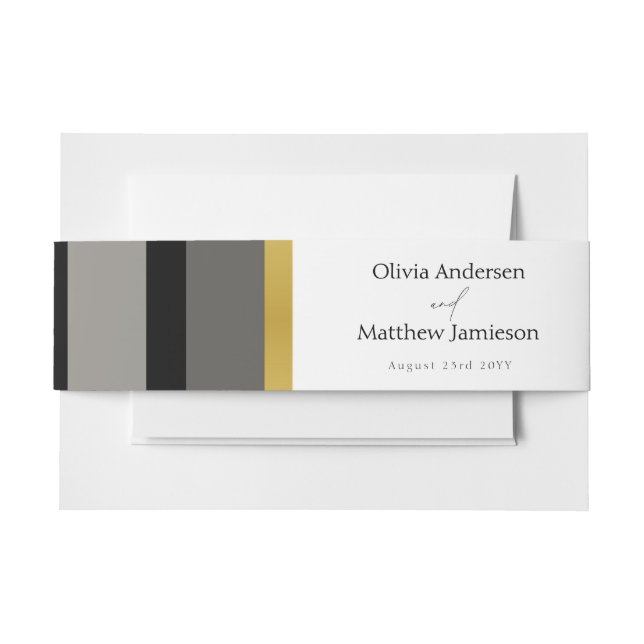 Elegante Schwarz-Grau-Streifen Typografie Hochzeit Einladungsbanderole (Vorderseite Beispiel)