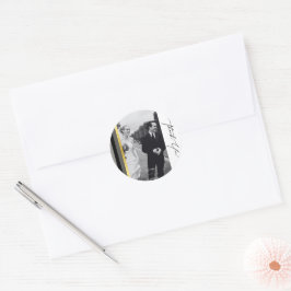 Elegante Schwarz-Grau-Streifen Typografie Hochzeit Runder Aufkleber