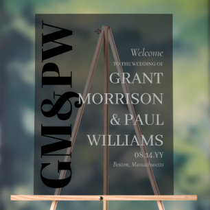 Elegante Schwarz-Graue-Initialen - Typografie Will Acrylschild