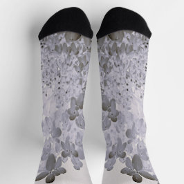 Elegante Schwarz-Graue Limelight-Hortensie Socken