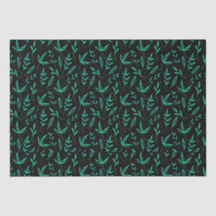 Elegante Schwarz-Grün-Blätter Kunst Seidenpapier