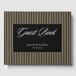 Elegante Schwarz-Grün-Streifen Hochzeit Gästebuch