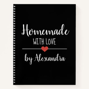 Elegante Schwarz-Heimat mit Liebe-Rezept-Notebook Notizbuch
