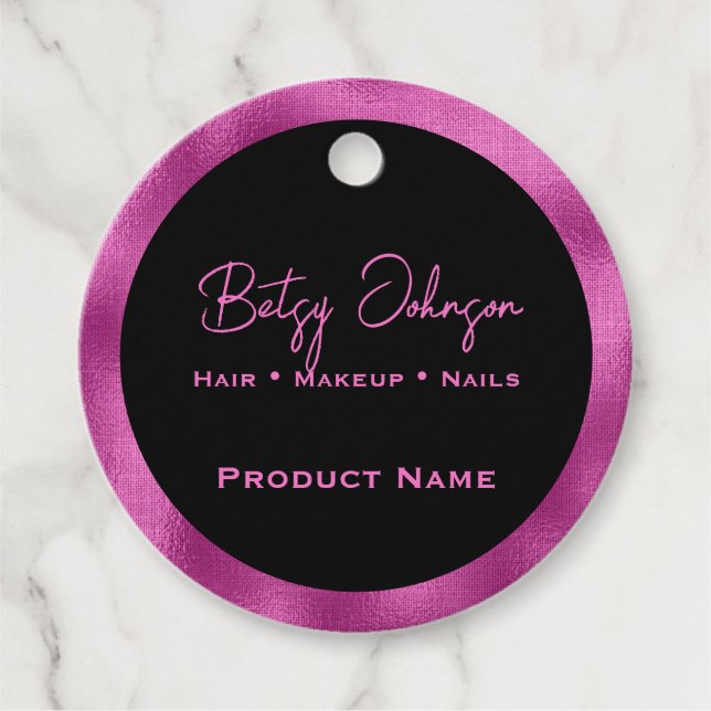 Elegante Schwarz-Heiß-Rosa-Folie Geschenkanhänger (Vorderseite)