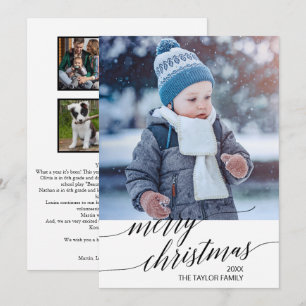 Elegante Schwarz-Kalligrafie Jahresrückblick-Foto Feiertagskarte