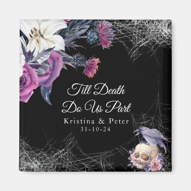 Elegante Schwarz Lila Gothic Bläserskulptur Hochze Magnet (Vorne)