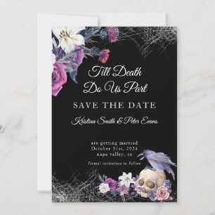 Elegante Schwarz Lila Gothic Bläserskulptur Hochze Save The Date
