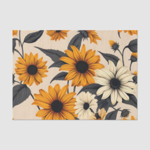 Elegante Schwarz-Mit Augen Susans auf Braun Seidenpapier
