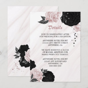 Elegante Schwarz-Rosa-Blume - Detailkarte Begleitkarte