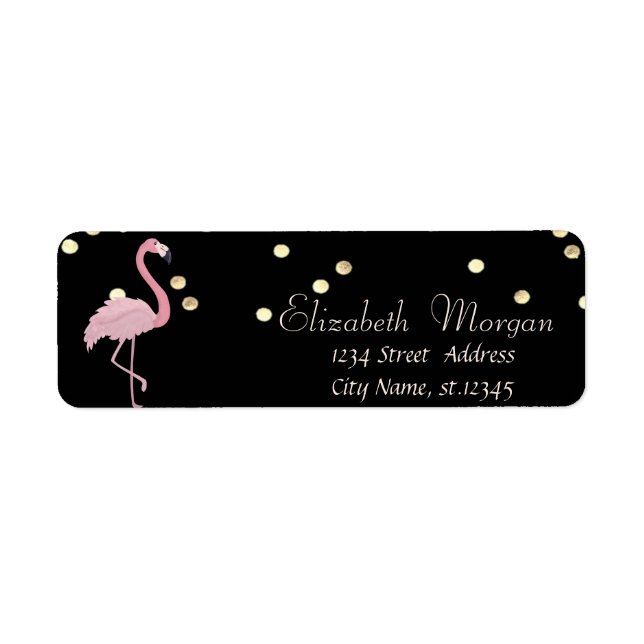 Elegante Schwarz, rosa Flamingo Fux Goldene Foil C (Vorne)