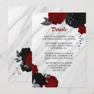 Elegante Schwarz-Rot-Blume-Detailkarte Begleitkarte