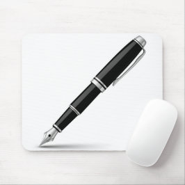 Elegante Schwarz-Silber-Füllfederhalter-Illustrati Mousepad