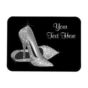Elegante Schwarz-Silber-High-Heel-Schuhmagnete Magnet
