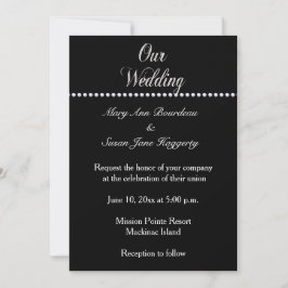 Elegante Schwarz-Silber-Hochzeit Einladung