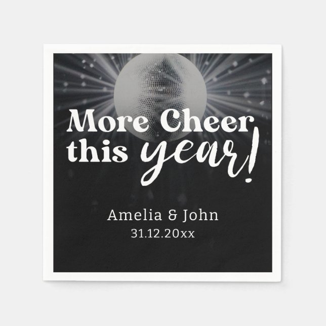 Elegante Schwarz-Silber-Silber-Silvester-Hochzeit Serviette (Vorderseite)