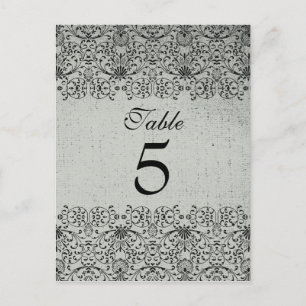 Elegante, schwarz-silberne Damast Hochzeitskarte Postkarte