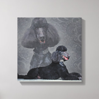Elegante Schwarz-Standard-Poodle-Zusammensetzung Leinwanddruck