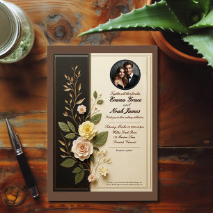 Elegante Schwarz und Creme Einladung zur Hochzeit