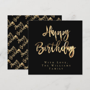 Elegante Schwarz und Gold Look Script glücklich Ge Feiertagskarte