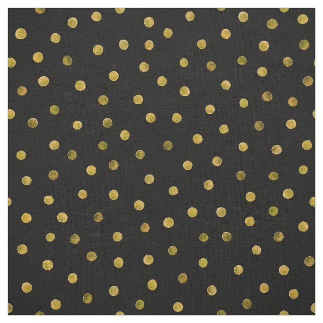Elegante Schwarz-und Goldfolieconfetti-Punkte Stoff (Muster)
