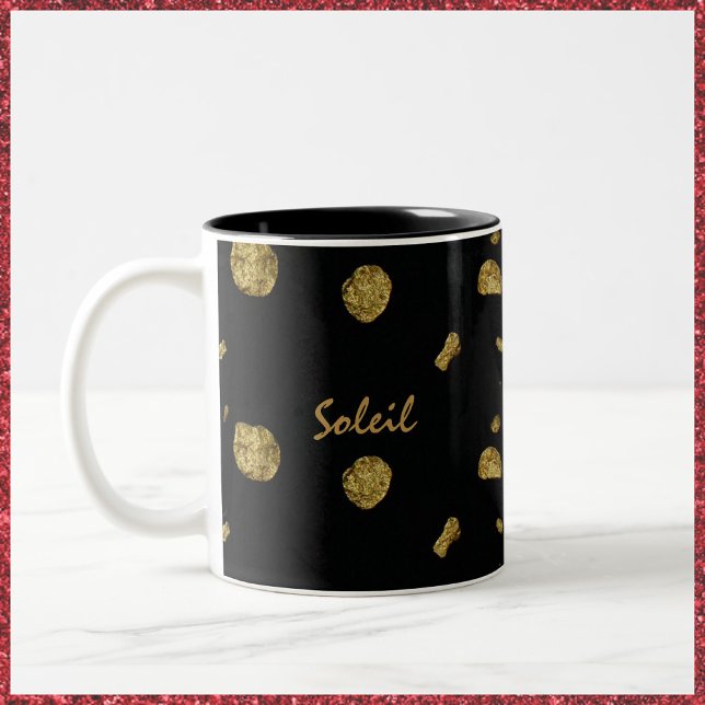 Elegante Schwarz- und Goldmünzen Zweifarbige Tasse (Von Creator hochgeladen)