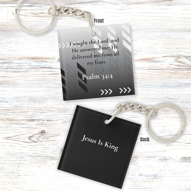 Elegante Schwarz und Grau Abstrakte Bibel Verse Ar Schlüsselanhänger (Von Creator hochgeladen)