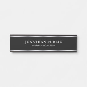 Elegante Schwarz- und Silbervorlage Home Office Sc Türschild