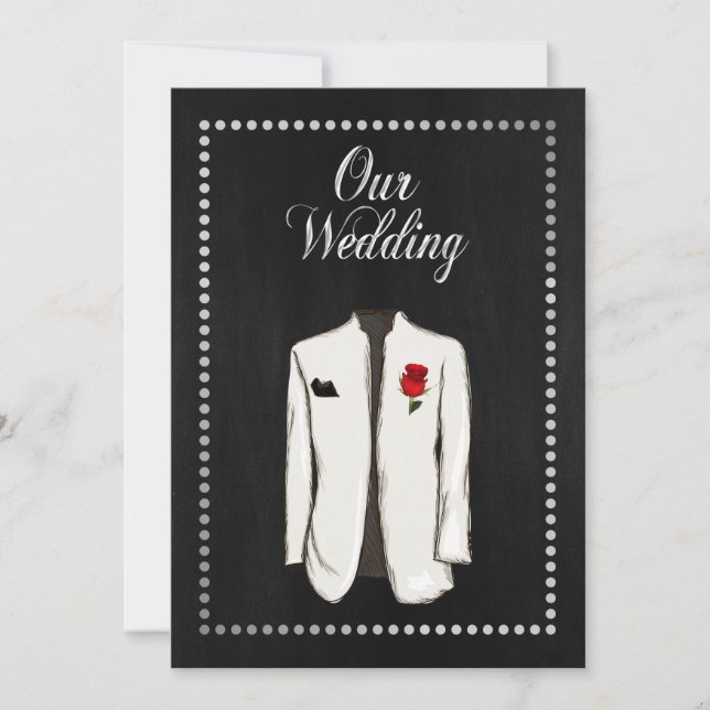 Elegante Schwarz und Silver Gay Wedding Einladung (Vorderseite)