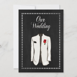 Elegante Schwarz und Silver Gay Wedding Einladung