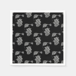 Elegante Schwarz und Weiß Weihnachtsgeschichte Wei Serviette