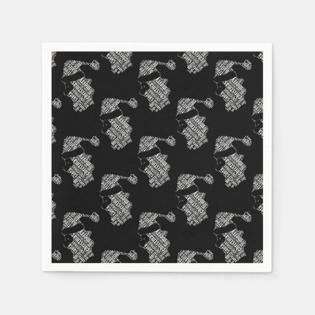 Elegante Schwarz und Weiß Weihnachtsgeschichte Wei Serviette (Vorderseite)