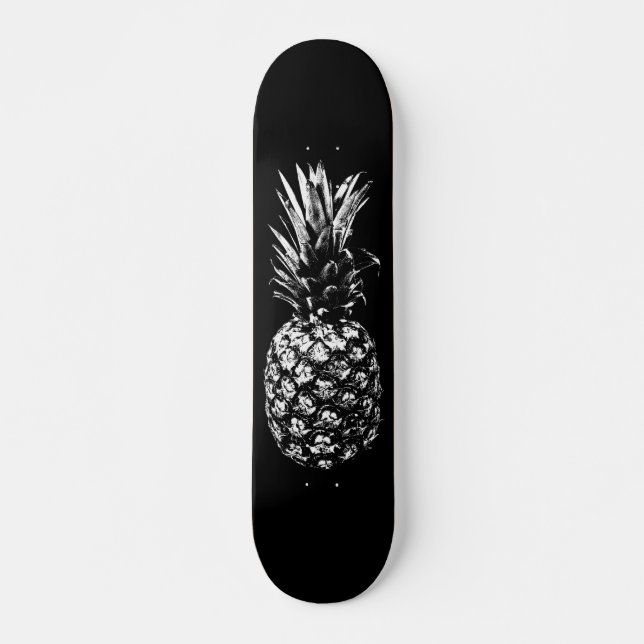 Elegante Schwarz-Weiß-Ananas Skateboard (Vorne)