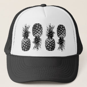 Elegante Schwarz-Weiß-Ananas Truckerkappe