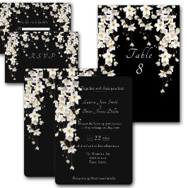 Elegante Schwarz-Weiß-Aquarellblumen Einladung