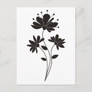Elegante Schwarz-Weiß-Blume Postkarte