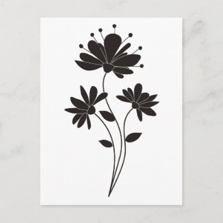 Elegante Schwarz-Weiß-Blume Postkarte
