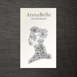 Elegante Schwarz-Weiß-Blumen-Schönheit Visitenkarte