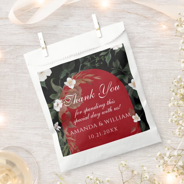 Elegante Schwarz-Weiß-Blütenhochzeit Geschenktütchen (Ausgeschnitten)