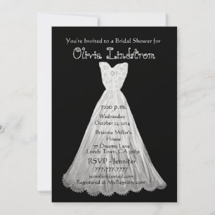 Elegante Schwarz-Weiß-Brautdusche Einladung