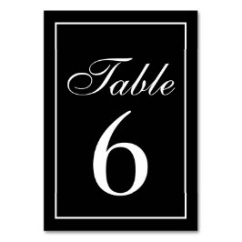 Elegante Schwarz-Weiß-Chic Hochzeitsempfehlung Tischnummer