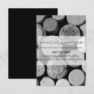 Elegante Schwarz-Weiß-Cork Hochzeitskarte Einladung