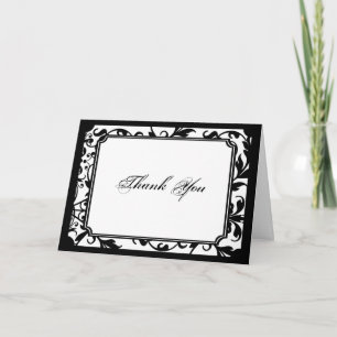 Elegante Schwarz-Weiß-Damask Dankeskarten Dankeskarte